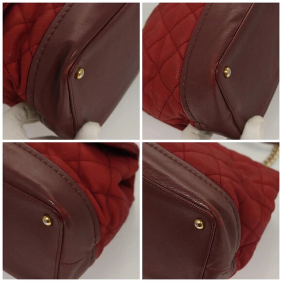 CHANEL Matelasse Chain Shoulder Bag Grained Calf Skin Red CC Auth - Picture 16 of 16